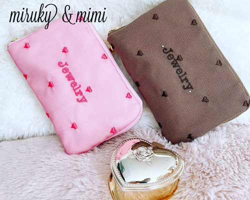 Pink Candy♡フリルポーチ♡ハート柄 E&C closet…（イーアンドシークローゼット）の「フリルハート