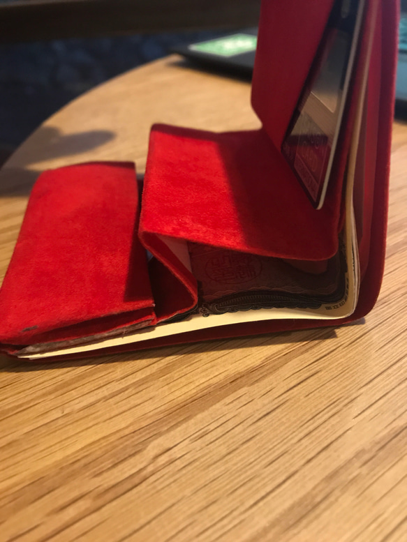 二つ折紙財布『ピンクリザード』✨結婚式の小さいバッグ、ビジネスマンのスーツのポケットに最適 6枚目の画像