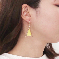 蕾絲亞麻黃色taurillon穿孔/耳環 第4張的照片