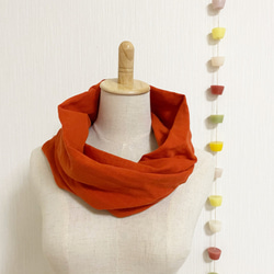 ♡日本製造 100% 純棉蓬鬆雙層紗布夢幻圍脖♡橙色 第4張的照片