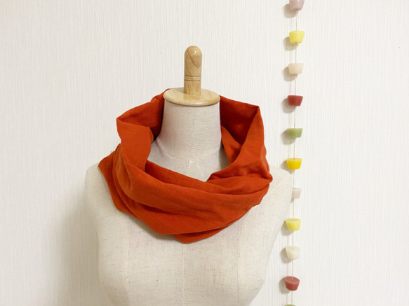 ♡日本製造 100% 純棉蓬鬆雙層紗布夢幻圍脖♡橙色 第4張的照片
