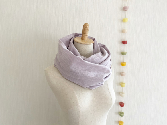 ♡ Soft slab double gauze snood ♡ 淡紫色 第3張的照片