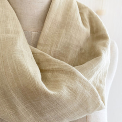 新色♡蓬鬆竹節雙層紗布圍脖♡奶茶日本製造日本製造高品質高品質100％棉天然材料 第3張的照片