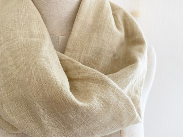 新色♡蓬鬆竹節雙層紗布圍脖♡奶茶日本製造日本製造高品質高品質100％棉天然材料 第3張的照片