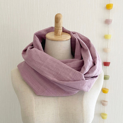 新顏色♡Fluffy slab double gauze snood♡Grayish rose 第1張的照片