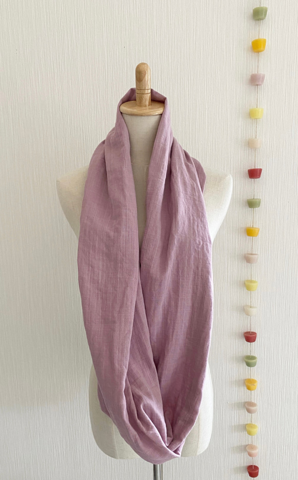 新顏色♡Fluffy slab double gauze snood♡Grayish rose 第3張的照片