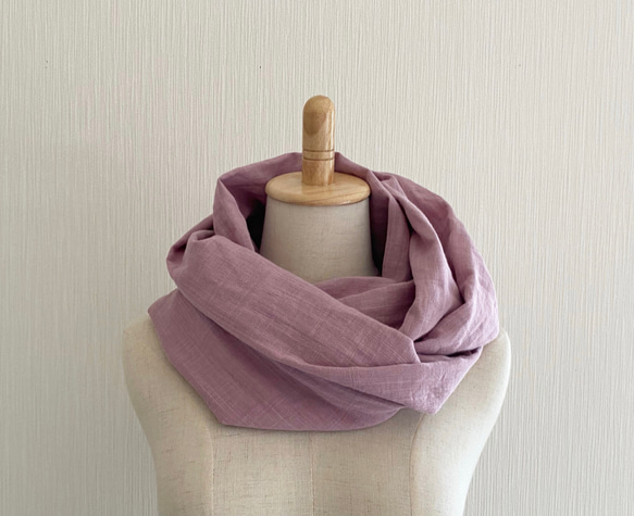 新顏色♡Fluffy slab double gauze snood♡Grayish rose 第5張的照片