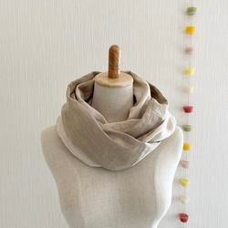 日本製造♡蓬鬆的雙層紗布圍脖♡沙米色x香草牛奶 第5張的照片