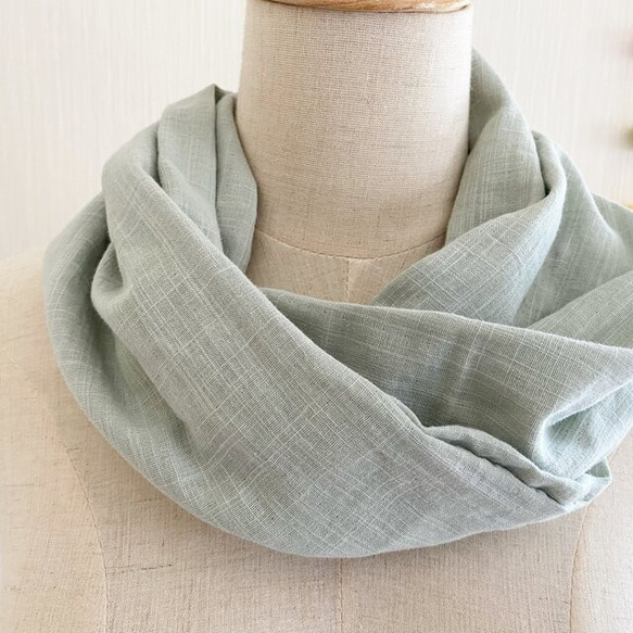 日本製造♡蓬鬆的優質雙層紗質圍脖♡薄荷綠 第6張的照片