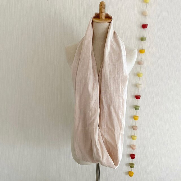 ♡日本製造 100% 純棉 Fluffy 雙層紗夢圍脖 ♡桃奶 第3張的照片