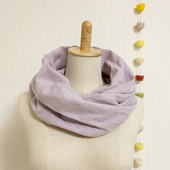 ♡ 春夏圍脖，採用日本製造的蓬鬆優質雙層紗布製成 ♡ 淡紫色 第2張的照片