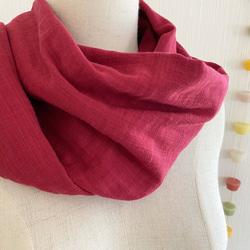 ♡ 100% 純棉日本製造 蓬鬆品質雙層紗布春夏圍脖 ♡ 紅色 第2張的照片