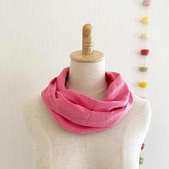 ♡日本製100%棉蓬鬆高品質雙層紗佈圍脖♡玫瑰粉色 第1張的照片