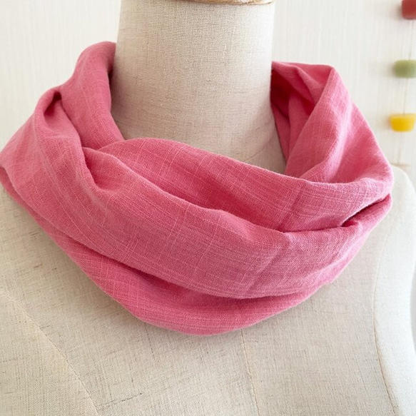 ♡日本製100%棉蓬鬆高品質雙層紗佈圍脖♡玫瑰粉色 第3張的照片