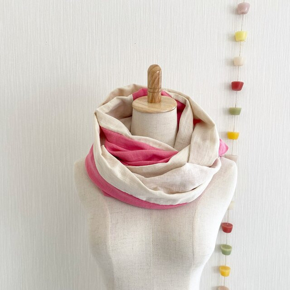 日本製造♡蓬鬆的夢幻圍脖♡混合雙色粉色 x 香草牛奶 第11張的照片