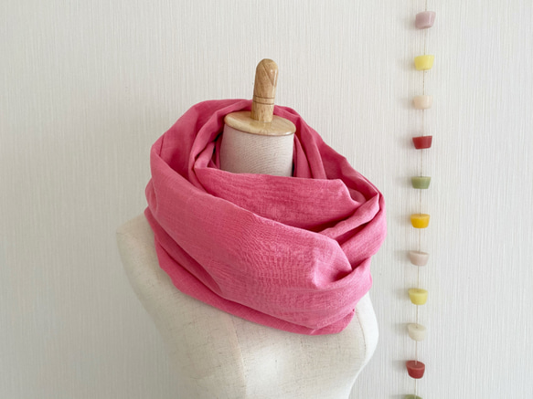 ♡日本製造優質雙紗圍脖棉質 100% 粉紅色♡ 第4張的照片