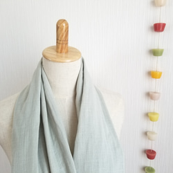 日本製造♡優質材料蓬鬆的雙層紗布圍脖♡淡薄荷色 第4張的照片