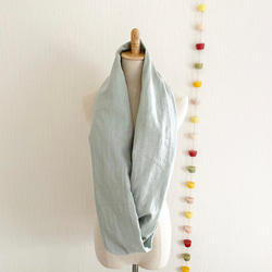 日本製造♡優質材料蓬鬆的雙層紗布圍脖♡淡薄荷色 第5張的照片