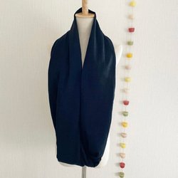 ♡日本製造100%棉蓬鬆高品質雙層紗佈圍脖♡黑色 第3張的照片