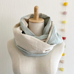 日本製造♡蓬鬆雙層紗布圍脖♡混色薄荷綠x香草奶 第2張的照片