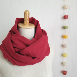 ♡日本製造 100% 純棉圍脖由蓬鬆的優質雙層紗布製成 ♡紅色 第1張的照片