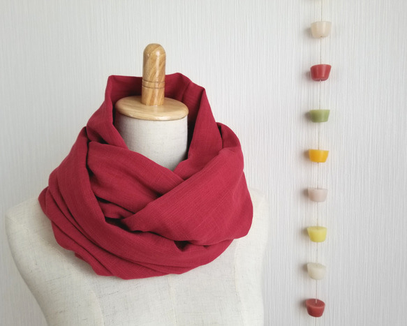 ガーゼスヌード*ハンドメイド ♡日本製コットン100% ふわふわ上質ダブルガーゼのスヌード♡赤