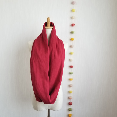 ♡日本製コットン100% ふわふわ上質ダブルガーゼのスヌード♡赤