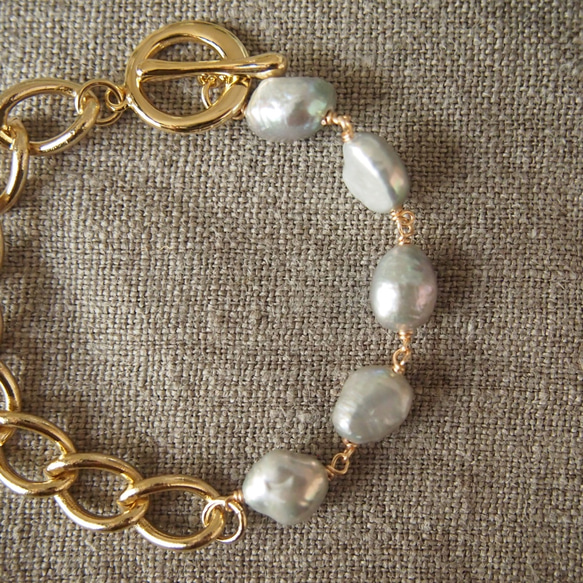 half chain bracelet バロックパール B01 2枚目の画像