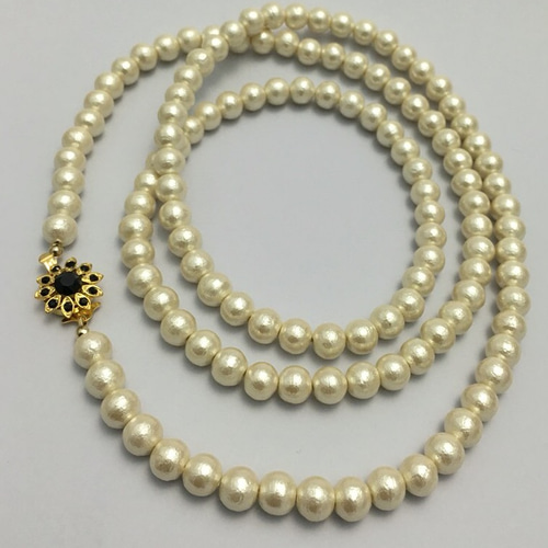 黒×ゴールド 100cm コットンパールロングネックレス ネックレス