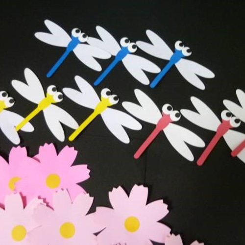 壁面飾り♪ 秋 コスモス＆トンボ♪ 雑貨・その他 IORI☆プロフィールを