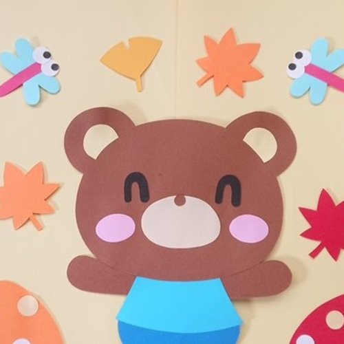 壁面飾り♪ 秋 『秋が来たね♪』もみじ＆いちょう＆とんぼ＆きのこ