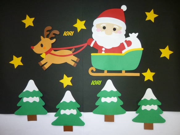 壁面飾り♪１２月 クリスマス♪ サンタ＆トナカイ♪ 1枚目の画像