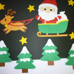 壁面飾り♪１２月 クリスマス♪ サンタ＆トナカイ♪ 2枚目の画像