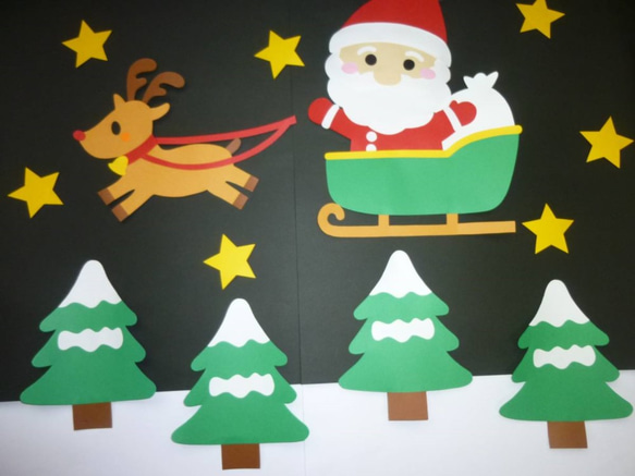 壁面飾り♪１２月 クリスマス♪ サンタ＆トナカイ♪ 2枚目の画像