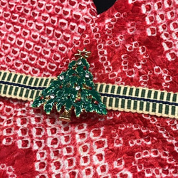 【クリスマス企画】1725 半襟&帯留め付き帯締め✨ クリスマスモチーフ 5枚目の画像