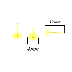 真鍮製スタッドピアス 平皿4㎜ ピアスキャッチ付属 50セット  ゴールド　ピアスキャッチ　ピアスピン 2枚目の画像