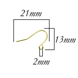 フックピアス ゴールド 送料無料 200個　(金属アレルギー対応　ピアスパーツ フレンチフック） 2枚目の画像