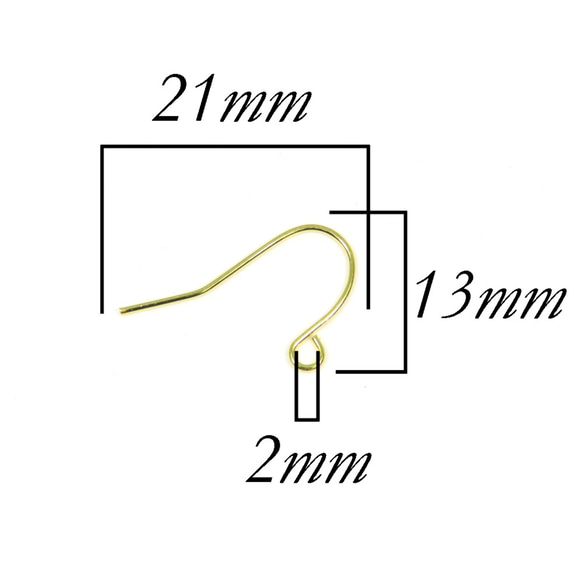フックピアス ゴールド 送料無料 200個　(金属アレルギー対応　ピアスパーツ フレンチフック） 2枚目の画像