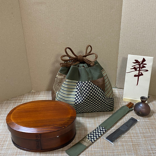 限定商品 四点セット市松模様 胴張り弁当箱L L 850cc (2色選べる）昭和  