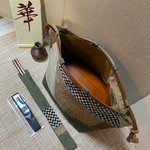 限定商品 四点セット市松模様 胴張り弁当箱L L 850cc (2色選べる）昭和  