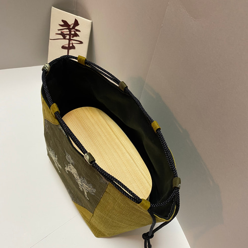 四点セット麒麟 1点物 信玄袋 箸袋 わっぱ弁当箱二段ゴムバンド