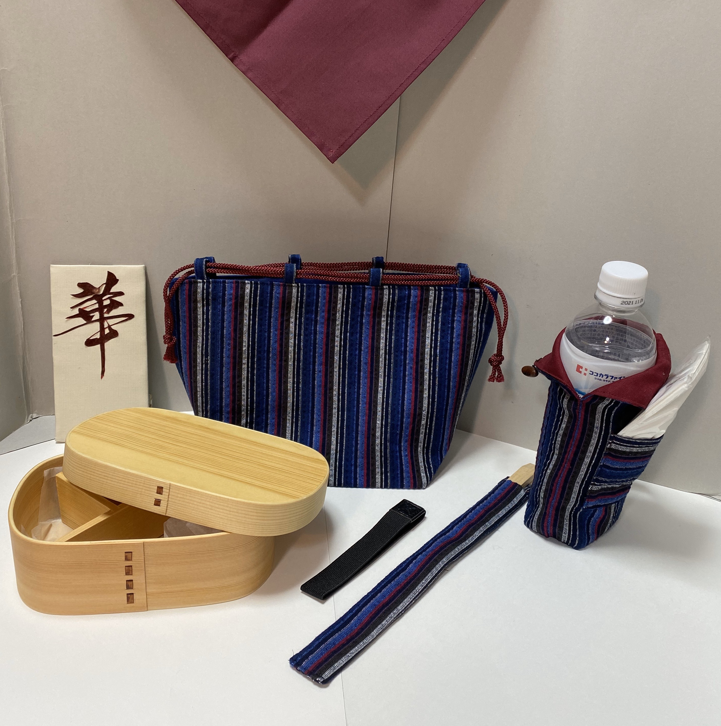 六点セット　わっぱスクエア弁当箱一段白　水筒ホルダー　信玄袋　箸袋　ゴムバンド　プレゼント女性　母の日プレゼント