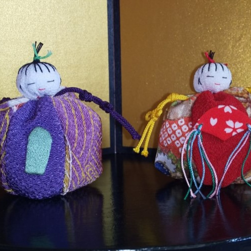 雛人形　豆雛　可愛い sankyo shokai 雛人形 コンパクト おしゃれ 寄木 木製 モダン