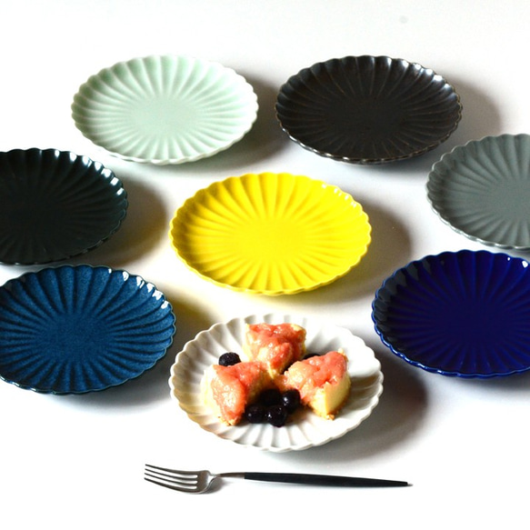 輪花 リンカ 花皿 15.5cm ネイビー ケーキ皿 パン皿 食器 花型 /r146navy 5枚目の画像
