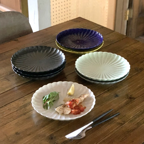 輪花 リンカ 花皿 22cm パスタ皿 カレー皿 食器 花型 8color /r145