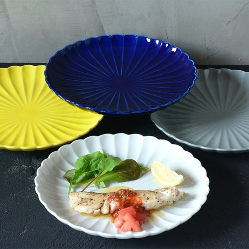 輪花 リンカ 花皿 22cm パスタ皿 カレー皿 食器 花型 8color