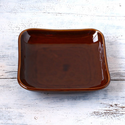 【パスタ・サラダ皿】スクエア プレート お皿 21㎝ ブラウン /r44br 4枚目の画像