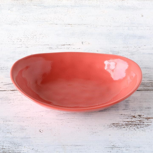 【窯元が作ったハンドメイド】カレー皿 24cm （ピンク） /r76pi 3枚目の画像