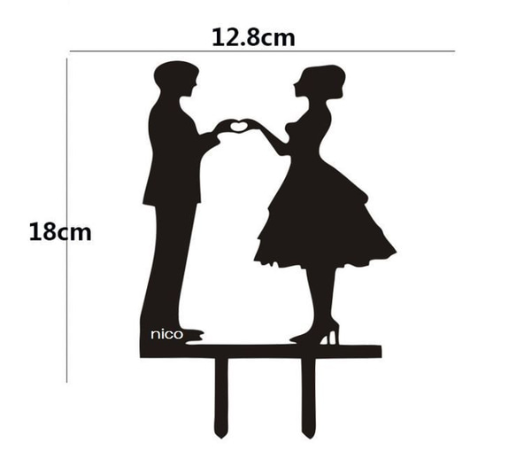 ウェディングケーキトッパー　シルエットデザイン　＊シルエットデザイン002＊ 2枚目の画像