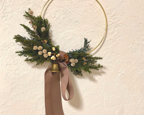 gold christmas wreath クリスマスリース ゴールドフープ リース toko